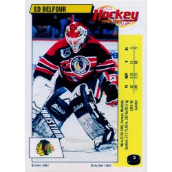 1992-93 Panini Stickers FRENCH c. 003 Belfour Ed CHI 