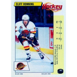 1992-93 Panini Stickers FRENCH c. 030 Ronning Cliff VAN