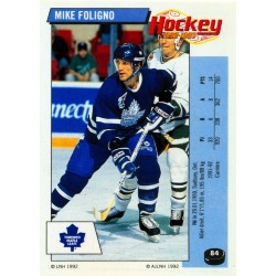 1992-93 Panini Stickers FRENCH c. 084 Foligno Mike TOR